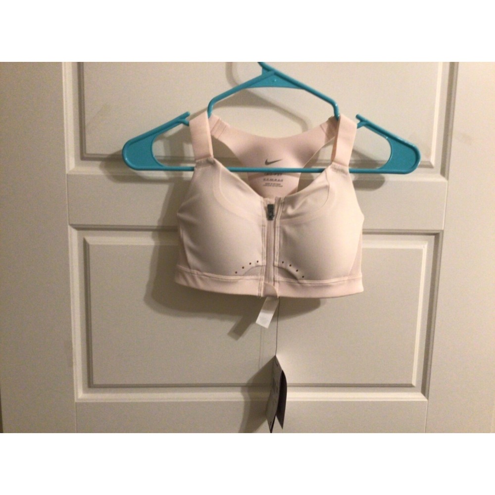 Nike Alpha High Support Padded Zip Front Sports Bra Light Pink Size XS Cup A-C